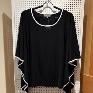 Laura Black Blouse with White Trim